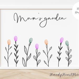 Mum&#39;s Garden Fingerprint Flower Art: Keepsake Gift (Digital Download)