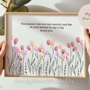 Cadeau de départ d'un collègue, art des empreintes digitales, cadeau de remerciement d'un collègue de la part d'un collègue, cadeau de retraite personnel pour un collègue de travail PDF imprimable