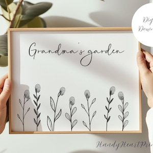 Grandma&#39;s Garden Fingerprint Art: Custom Handprint Keepsake (PDF)