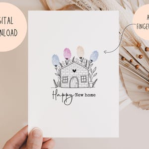 Biglietto d'auguri per la nuova casa STAMPABILE con impronte digitali, biglietto d'auguri per la nuova casa, biglietto d'auguri per la nuova casa, biglietto d'auguri per la nuova casa, simpatico biglietto di inaugurazione della casa, fai da te