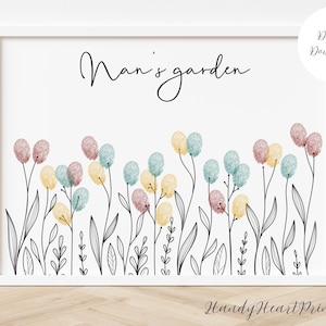 Cadeau d'empreinte digitale du jardin de Nan, artisanat personnel de Nan de petits-enfants, cadeau d'anniversaire de fleur personnalisé, art d'empreinte de main souvenir souvenir, IMPRIMABLE