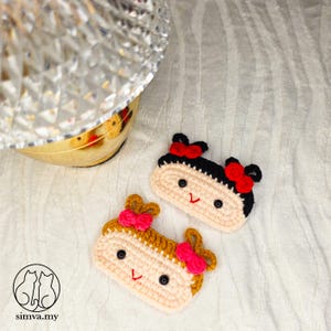 Handmade Crochet Hair Clips for Girls – Kawaii Cartoon Barrettes with Bows, Cute Gifts for Toddlers & Kids, Soft Yarn Accessories
