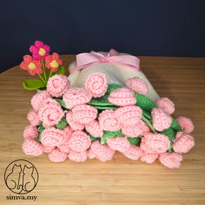 Chunky Wool Crochet Blanket Rose Bouquet Throw Cottagecore Home Decor Valentine Present  Christmas Gift Grandma Blanket Engagement Present