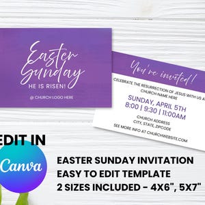 Elegant Easter Sunday Church Invitation Template | Printable & Canva Editable