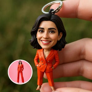 Custom 3D Photo Keychain: Latin American Style Mini Figure Gift