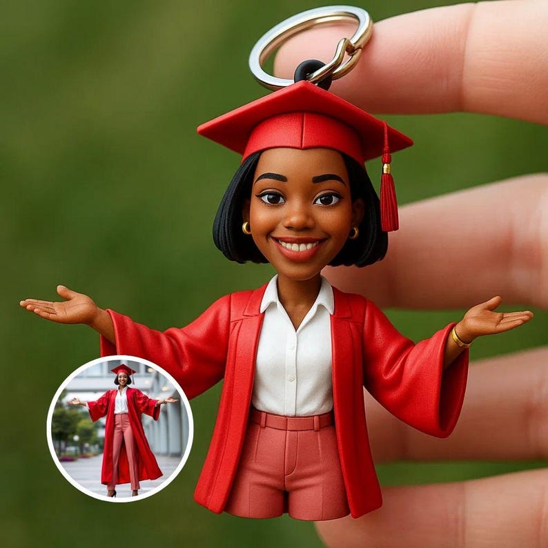 College Graduation Keepsake – Personalized Graduation Bobblehead from Photo, Custom Scholar Graduate Figurine main image 0
