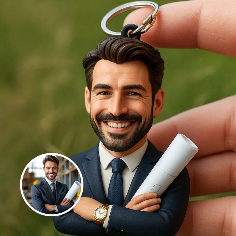 Mini Keychain Engineering Mini Me Keychain Personalized 3D Figurine: Engineer Portrait Gift ...