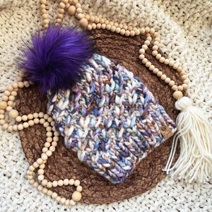 Luxury Merino Wool Beanie, The Crush Hat, Malabrigo Rasta Bulky Knit Hat, Handmade Knit Winter Beanie w/ Pom Pom