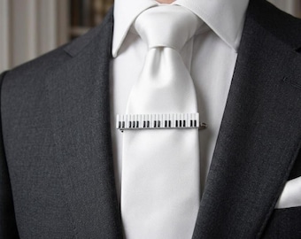Piano Keys Tie Clip: Musical Jewelry for Formal Attire (2.1 inches)