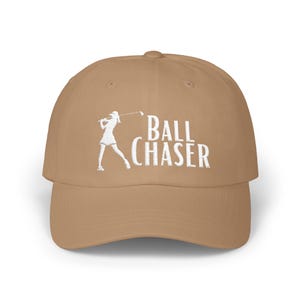 Embroidered Women&#39;s Golf Ball Chaser Classic Dad Cap, Funny Hat for Golfers, Golf Lover Gift, Golf Apparel, White Embroidery