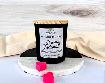 Precious Memories Soy Candle by FS Blends – Soy Candle with Black Violet, Geranium & Saffron – Nostalgic Floral Scent.