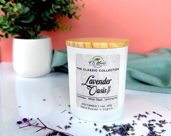 Lavender Oasis Candle by FS Blends – Soy Candle with Lavender, Sage & Lemongrass – Spa-Inspired Relaxing Scent