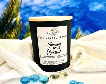 Jamaica Me Crazy Candle by FSBlends – Soy Candle with Pineapple, Coconut, Orange & Rum – Tropical Island Scent