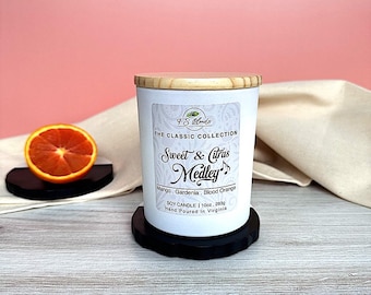 Sweet and Citrus Medley Candle by FSBlends – Soy Candle with Mango, Gardenia and Blood Orange – Bright & Refreshing Home Scent, fsblends