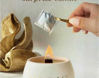 Hidden Jewel Candle | Personalised Handcrafted Luxury Gift Set for Her | 925 Sterling Silver Jewel | Birthday & Anniversary Spa Gift Autumn