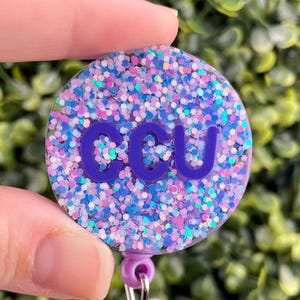 Personalisierte Namensschild Reel - Personalisierter Glitter Harz ID Clip, niedliches Namensschild Halter Geschenk für Krankenschwestern oder Lehrer