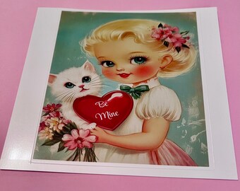 Vintage girl kitty   Jumbo sticker