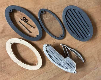 Ventilation grille + insect screen & reversible (screw mounting) for oval garages, e.g. Zapf