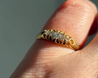 Victoriaanse 18 kt GOUDEN RING Old Cut DIAMONDS Birmingham 1896 maat 6,5 "