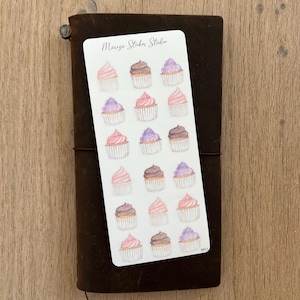 Set de pegatinas de cupcakes: bonitas pegatinas de acuarela para agendas, álbumes de recortes y bullet journal.
