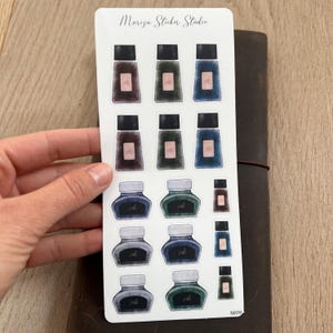Pegatinas para botellas de tinta | Pegatinas de tinta | Pegatinas de papelería de acuarela |  Pegatinas para diario | Pegatinas para planificador | S039