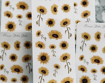 Sonnenblumen Sticker | Aquarell Blumen Aufkleber | Natur Sticker für Journaling & Scrapbooking | Sommer Herbst Transparente Sticker S079