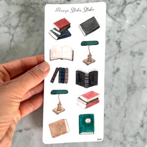 Pegatinas de libros vintage | Pegatinas retro de acuarela | Pegatinas transparentes para diario y scrapbooking | S047