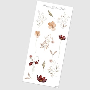 Vintage Wildblumen Sticker - Aquarell Vintage Blumen - Deko für Planner, Bullet Journal & Scrapbooking