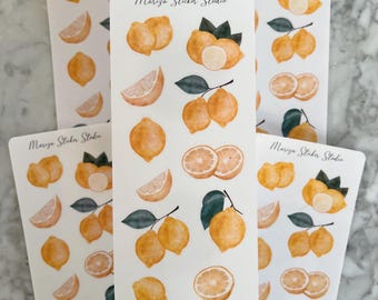 Aquarell Zitronen Sticker | Handgemalte Sommersticker | Transparente Sticker für Journal, Planer &  Scrapbooking | S053
