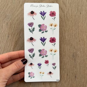 Wildblumen Sticker Aquarell - Wasserfarben Natur Deko Boho Blumen Aufkleber für Bullet Journal & Scrapbooking