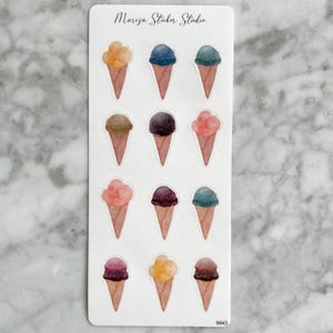 Aquarell Eis Sticker | Aquarell Eiscreme Sticker für Bullet Journal & Planer | Food Aufkleber | Sommer Sticker S045