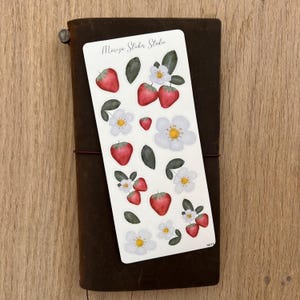 Adesivo Fragola Acquerello - Adesivi Acquerello per Bullet Journal e Scrapbooking - Adesivi Decorativi Fatti a Mano