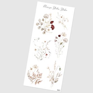 Botanische Wildblumen Sticker Vintage Blumen Aufkleber Aquarell Pflanzen Sticker  Deko für Bullet Journal & Planner / Journaling Sticker