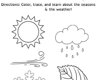 Seasons & Weather Learning Pack | Preschool Printable Worksheet | Weather Activities for Kids | Editable Canva Template