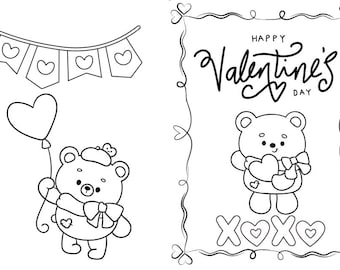 Kids Valentine's Day Coloring Card | Printable Classroom Activity (PDF & Canva Template)