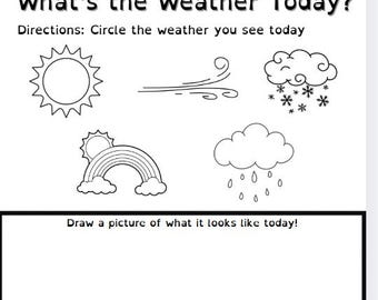 Weather Worksheet | Draw and Learn, Preschool Kindergarten (PDF)