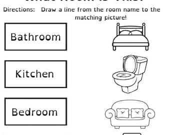 Room Matching Worksheet | Preschool Home Activity (Printable PDF)