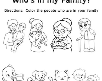 My Family Coloring Worksheet | Preschool & Kindergarten (PDF)