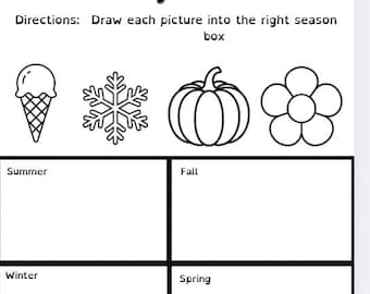 Sort by Seasons Learning Worksheet | Preschool and Kindergarten Level Education