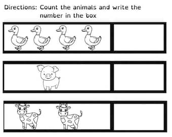 Counting on the Farm Worksheet | Preschool and Kindergarten Basic Learning