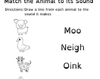 Learning the Sounds of Farm Animals Worksheet | Preschool and Kindergarten Learning