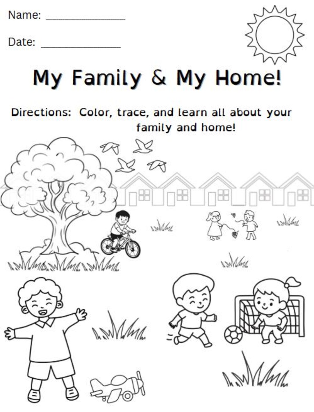 Preschool Family Worksheet | Home Learning Pack (editable Canva ...