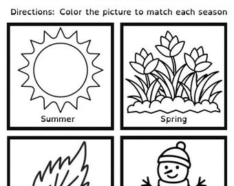 Color the Seasons Learning Worksheet | Preschool and Kindergarten coloring worksheet