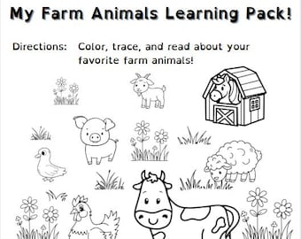 Farm Animals Learning Pack – Printable & Editable Canva PDF Preschool Worksheets