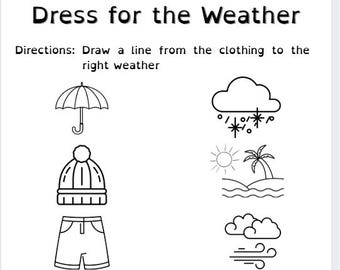 Dress for the Weather Learning Worksheet | Preschool and Kindergarten Canva Template