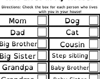 Who Lives in My House Checklist | Preschool Learning (PDF Pattern)