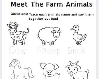 Farm Animal Names Tracing Worksheet | Preschool and Kindergarten Education