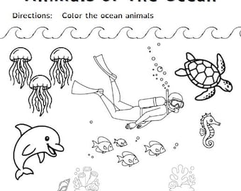 Ocean Animals Learning Pack | Preschool Ocean Worksheets | Pre-K & Kindergarten Printable | Classroom Center | Kids Learning PDF
