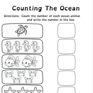 Counting the Ocean Worksheet | Ocean Animals Counting Activity ...