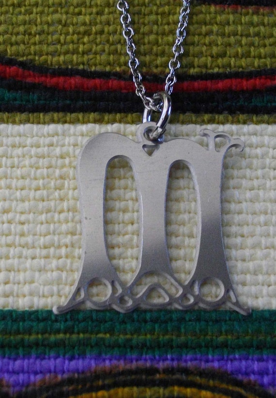 Celtic Letter M Initial Necklace Gospels of Lindi… - image 2